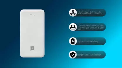 iball 20000 mAh Power Bank (12 W, Fast Charging)  (White, Lithium Polymer) iball 20000 mAh Power Bank (12 W, Fast Charging)  (White, Lithium Polymer)